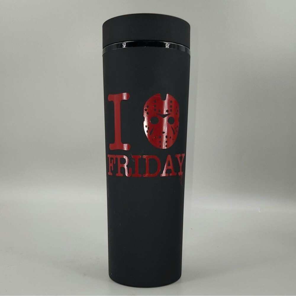 Black and Red I love Friday Jason Skinny Tumbler 20oz‎ Cold Travel Cup
